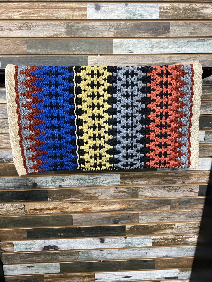 USED Warm Grey | Black | Brown | Grey | Salmon Patterned Western Saddle Blanket