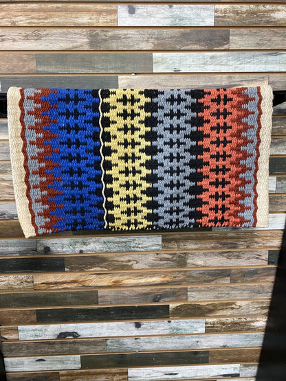 USED Warm Grey | Black | Brown | Grey | Salmon Patterned Western Saddle Blanket