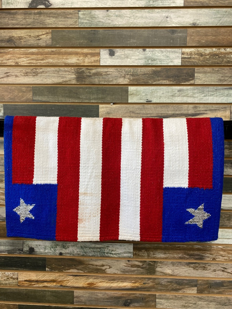 USED American Flag Western Saddle Blanket with Glitter Star