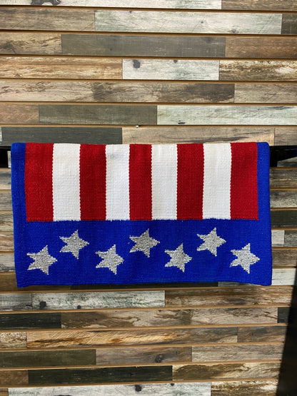 USED American Flag Western Saddle Blanket with Glitter Star