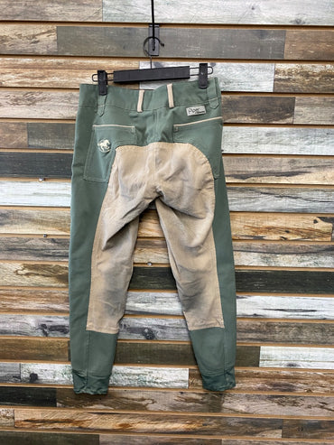 USED Piper By Smartpak Ladies English Breeches Full Seat 26R Sage Green/Tan
