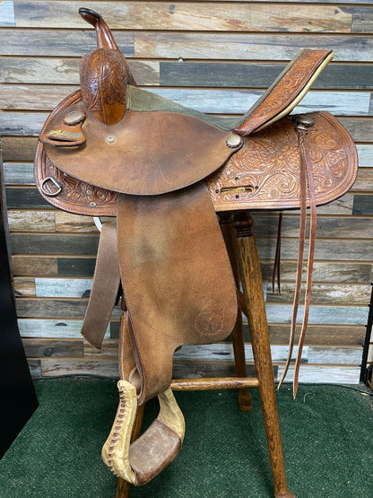 USED Circle Y Barrel Saddle 14" Seat 6.5" Gullet ultra light oil