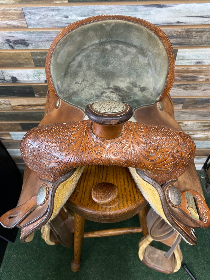 USED Circle Y Barrel Saddle 14" Seat 6.5" Gullet ultra light oil