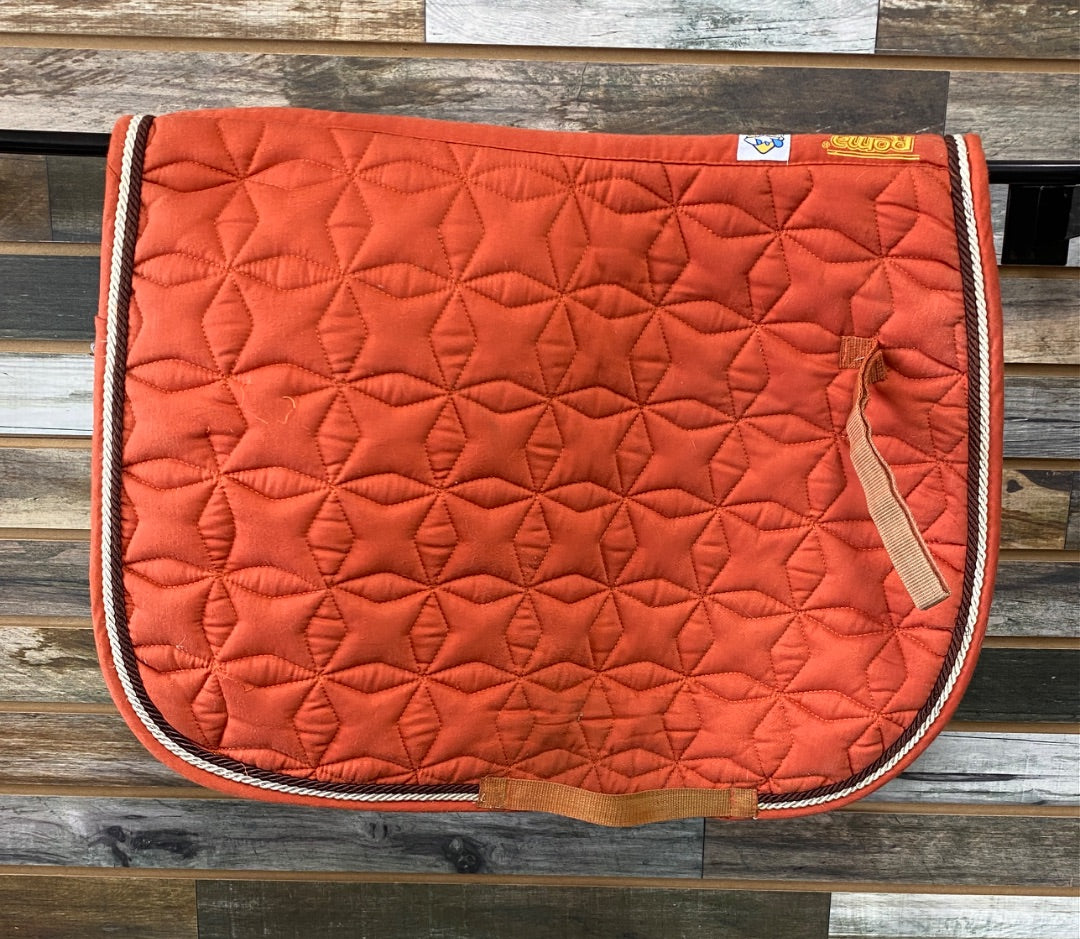 USED Roma AP English Saddle Pad AP Rust w/Brown/Cream Roping trim