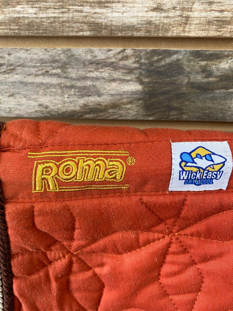 USED Roma AP English Saddle Pad AP Rust w/Brown/Cream Roping trim