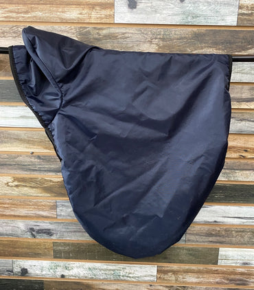 USED  Fleece Lined Hunter/Jumper Saddle Cover 16" and smaller Navy Blue/Plaid interior