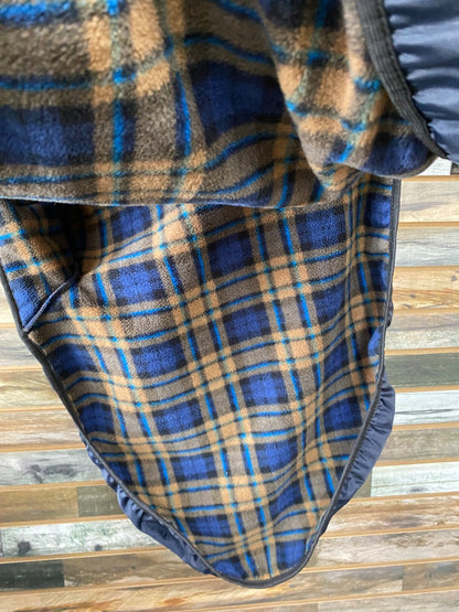 USED  Fleece Lined Hunter/Jumper Saddle Cover 16" and smaller Navy Blue/Plaid interior