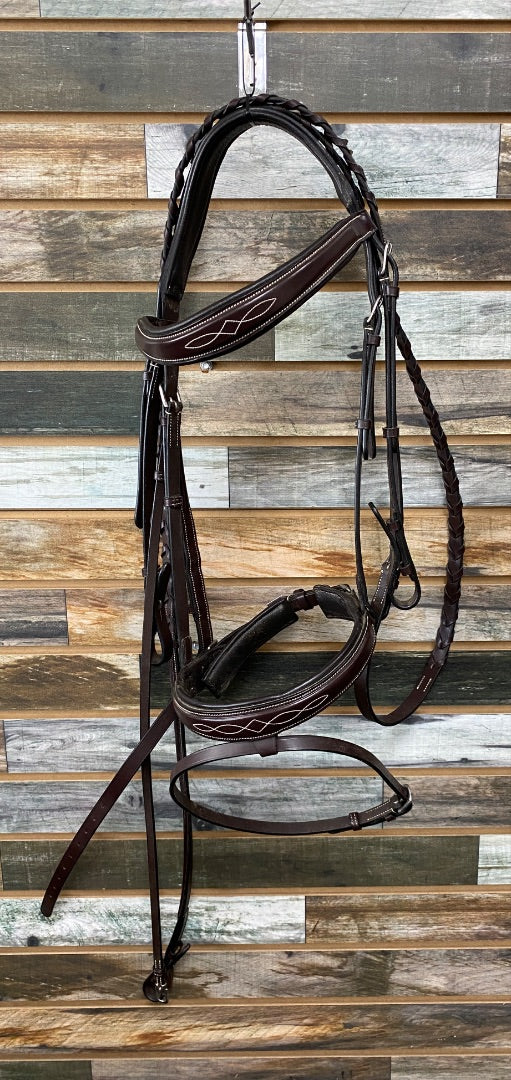 USED Grewal Equestrian Munich Square Raised Bridle with Reins | Oversize (L)