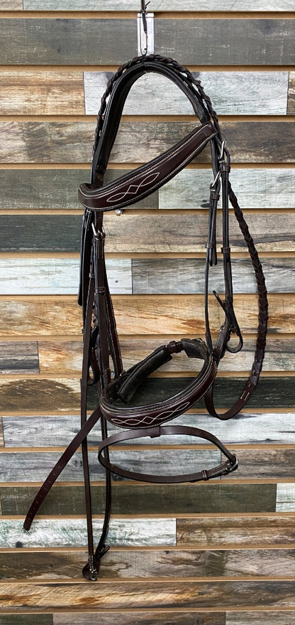 USED Grewal Equestrian Munich Square Raised Bridle with Reins | Oversize (L)