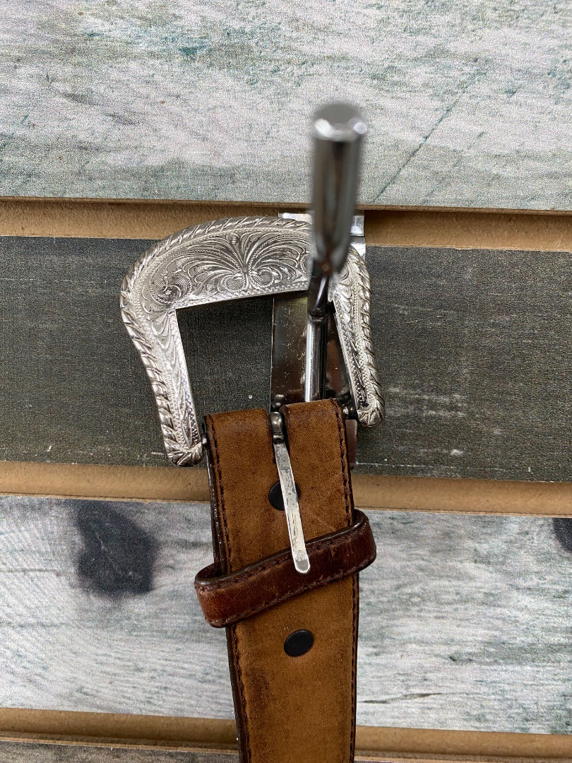 USED Tony Lama Broke In Leather Belts 44 Light Oil | Patterned