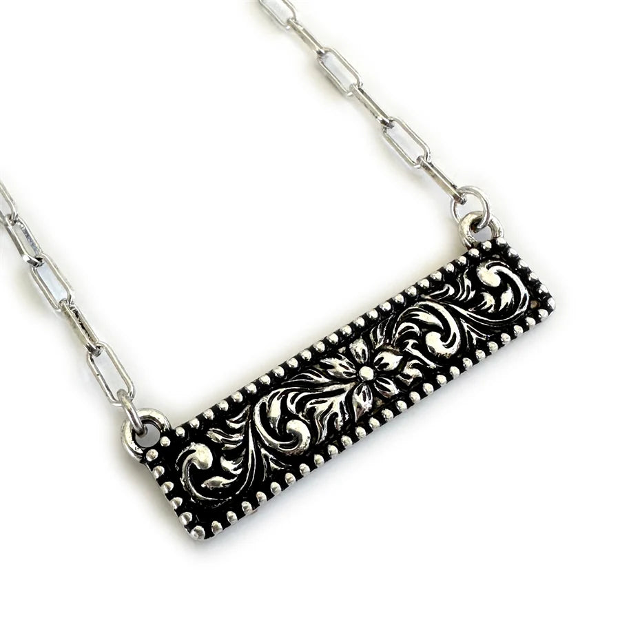 Tooled Western Bar Necklace