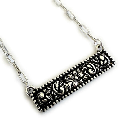 Tooled Western Bar Necklace