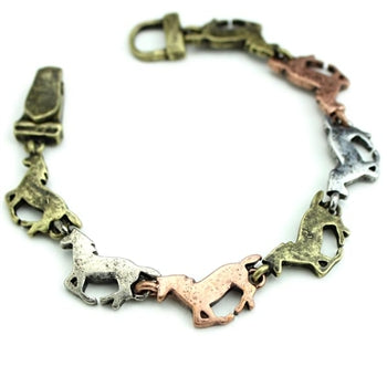 Wyo Horse Jewelry - Three Tone Running Horse Bracelet - Package (3)