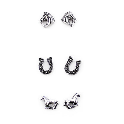 Wyo Horse Jewelry - Set of Three Horse Earrings - Package (3)