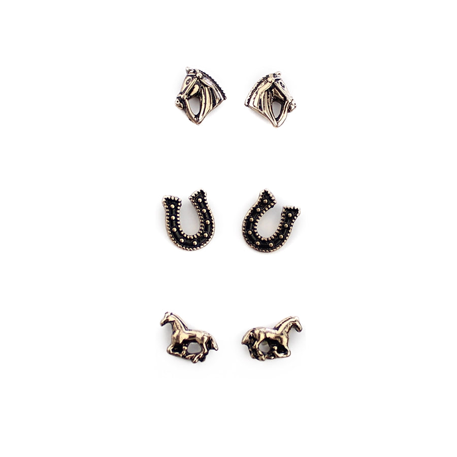 Wyo Horse Jewelry - Set of Three Horse Earrings - Package (3)