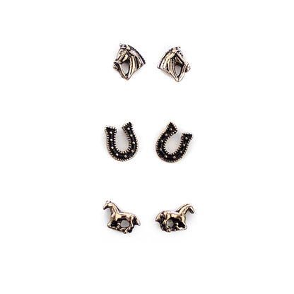 Wyo Horse Jewelry - Set of Three Horse Earrings - Package (3)