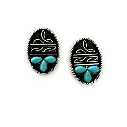 Bootstitch and Turquoise Oval Studs
