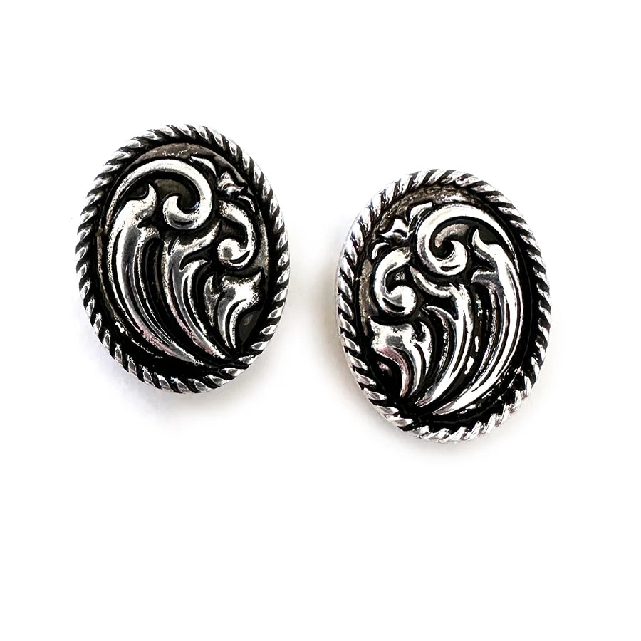 Tooled Oval Studs Earrings