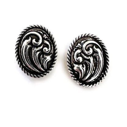 Tooled Oval Studs Earrings
