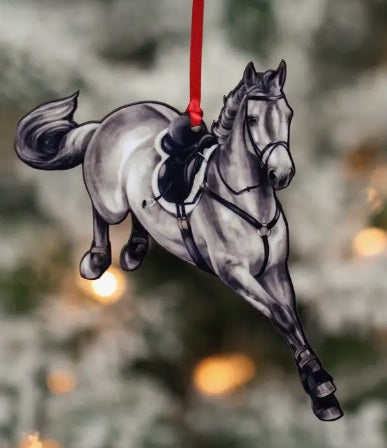 Jumping Horse Ornament Gray