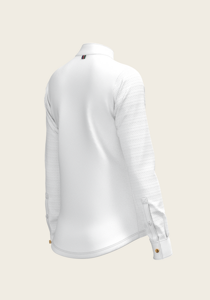 White with Forest on Navy Inner Details Long Sleeve Show Shirt