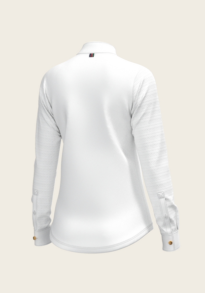  White with Forest on Navy Inner Details Long Sleeve Show Shirt