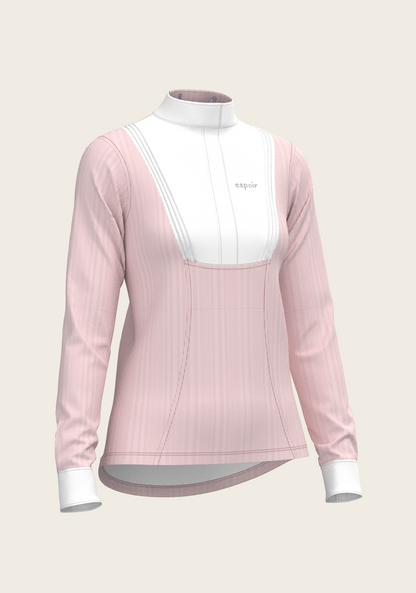 Stripes in Rose Short Pleated Long Sleeve Show Shirt