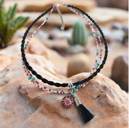 Cactus Flower Tassel Necklace