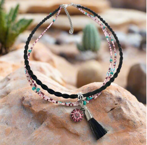 Cactus Flower Tassel Necklace