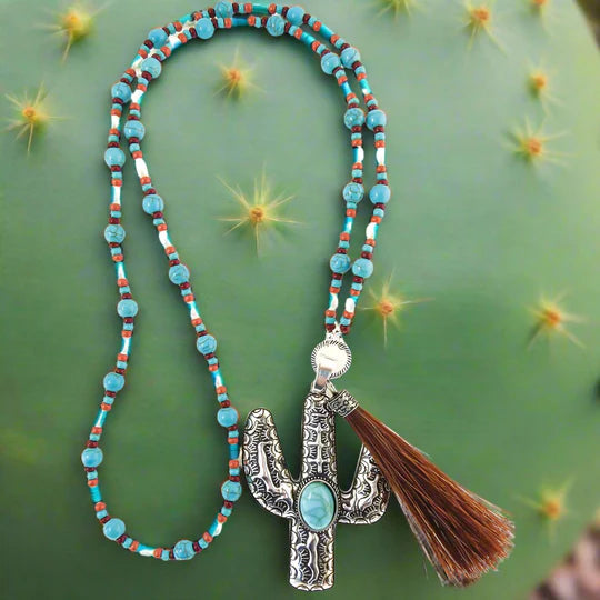 Dessert Jewel Horse Hair Tassel Necklace