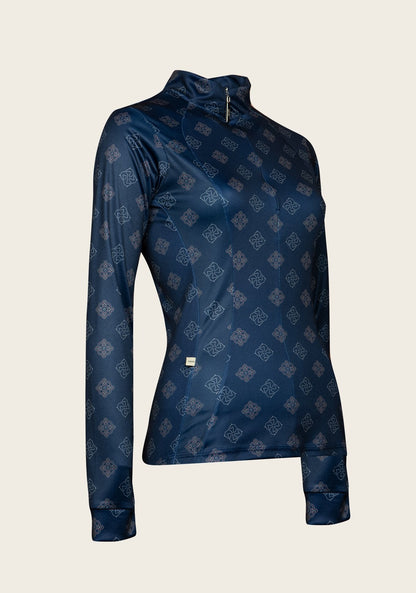 Espoir Navy Mosaic Quarter Zip Sun Shirt