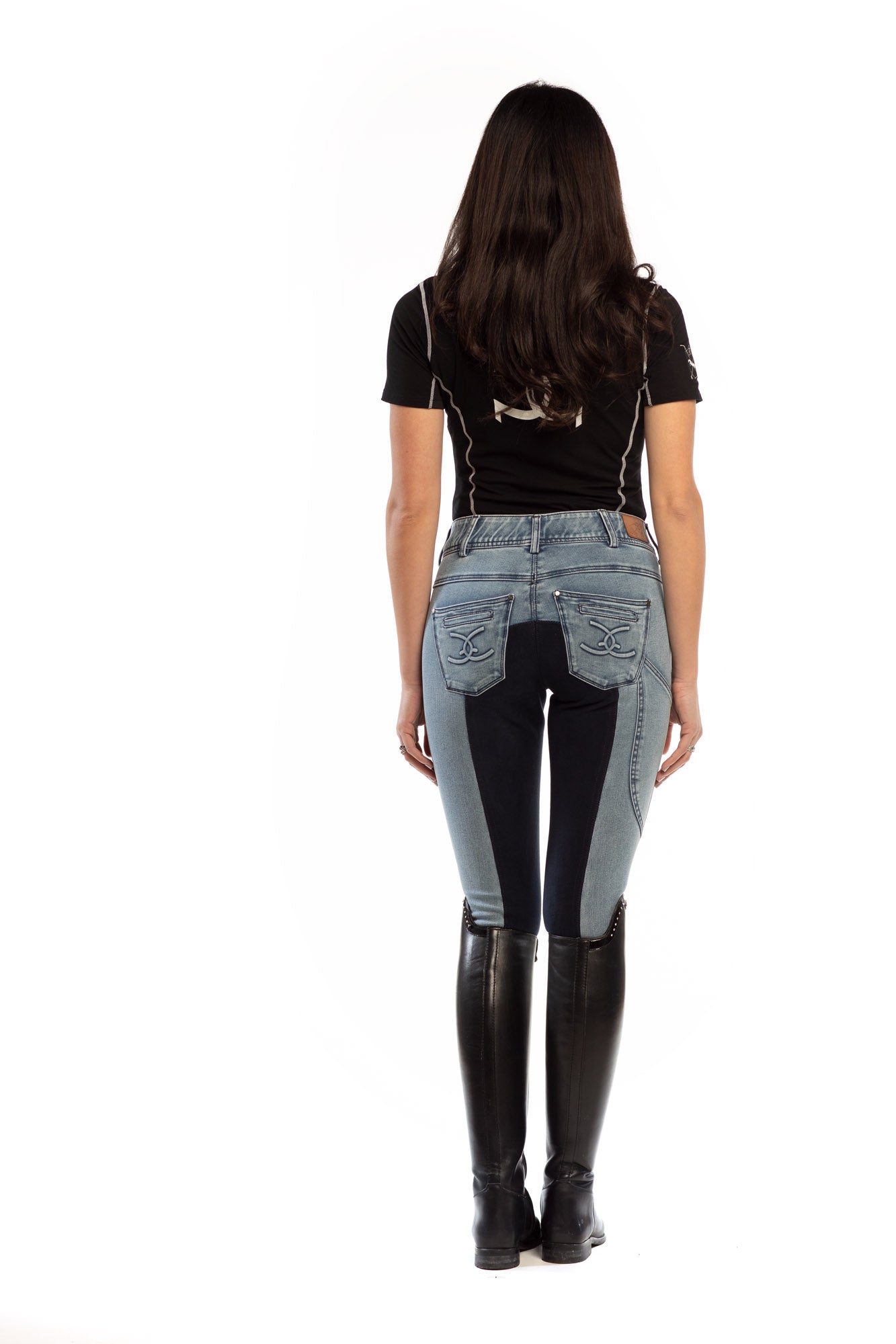 NEW Goode Rider Equestrian Jean - Full Seat with Cell Phone Pocket | 4-way stretch - Faded Blue