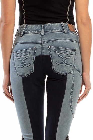 NEW Goode Rider Equestrian Jean - Full Seat with Cell Phone Pocket | 4-way stretch - Faded Blue