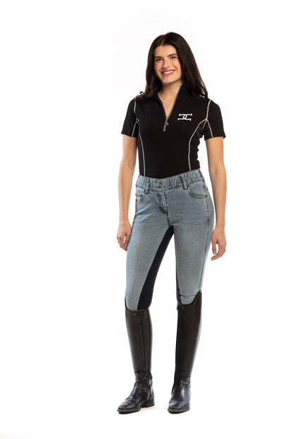 NEW Goode Rider Equestrian Jean - Full Seat with Cell Phone Pocket | 4-way stretch - Faded Blue