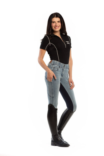 NEW Goode Rider Equestrian Jean - Full Seat with Cell Phone Pocket | 4-way stretch - Faded Blue