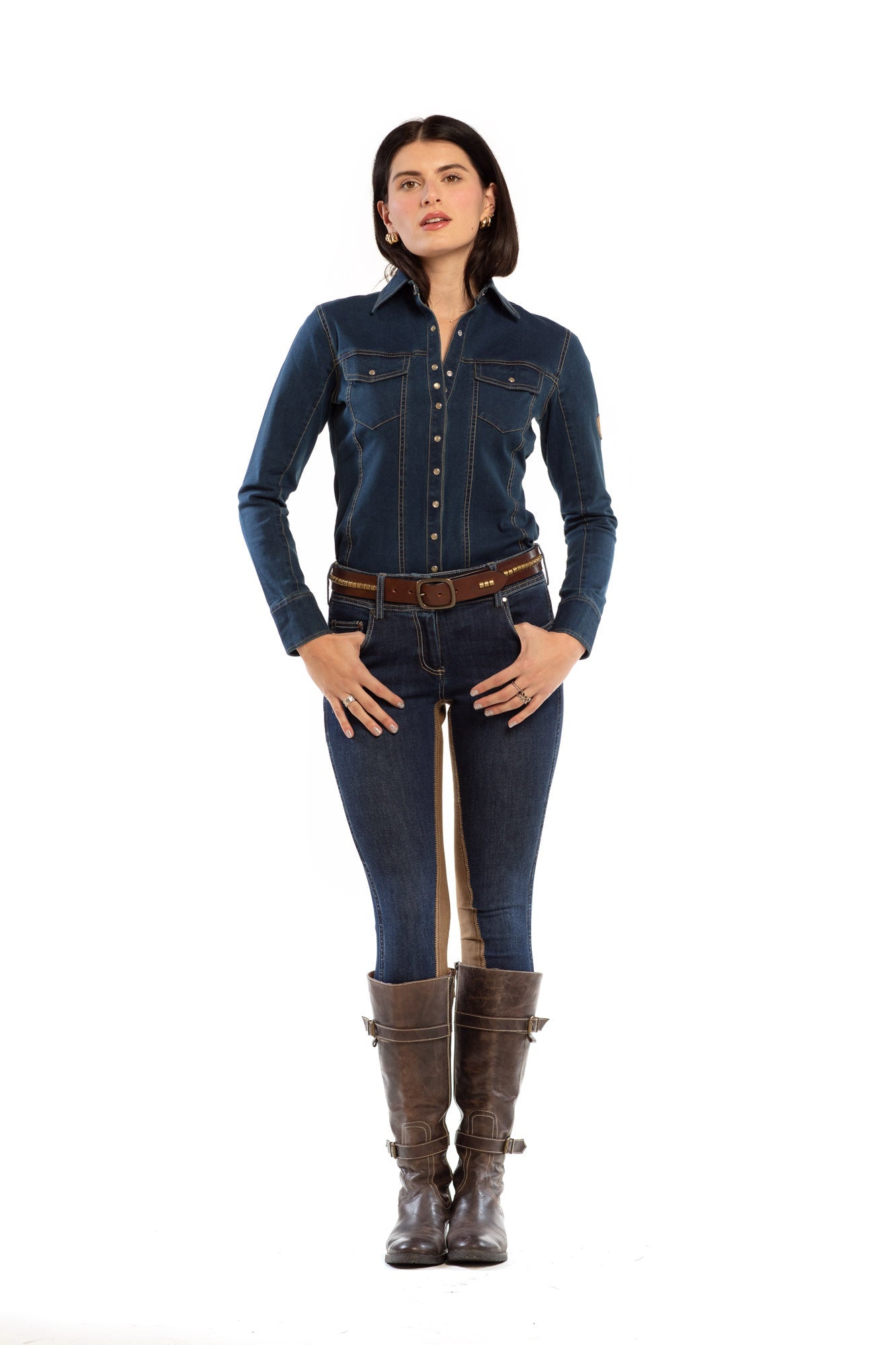 NEW Goode Rider Equestrian Jean - Full Seat with Cell Phone Pocket | 4-way stretch - Vintage Wash