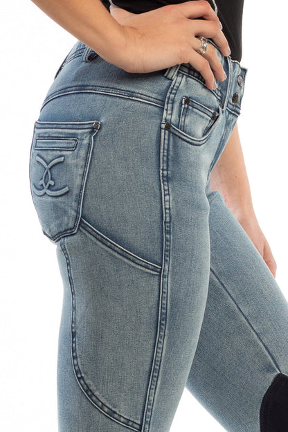 NEW Goode Rider Equestrian Jean - Knee Patch with Cell Phone Pocket - Faded Blue