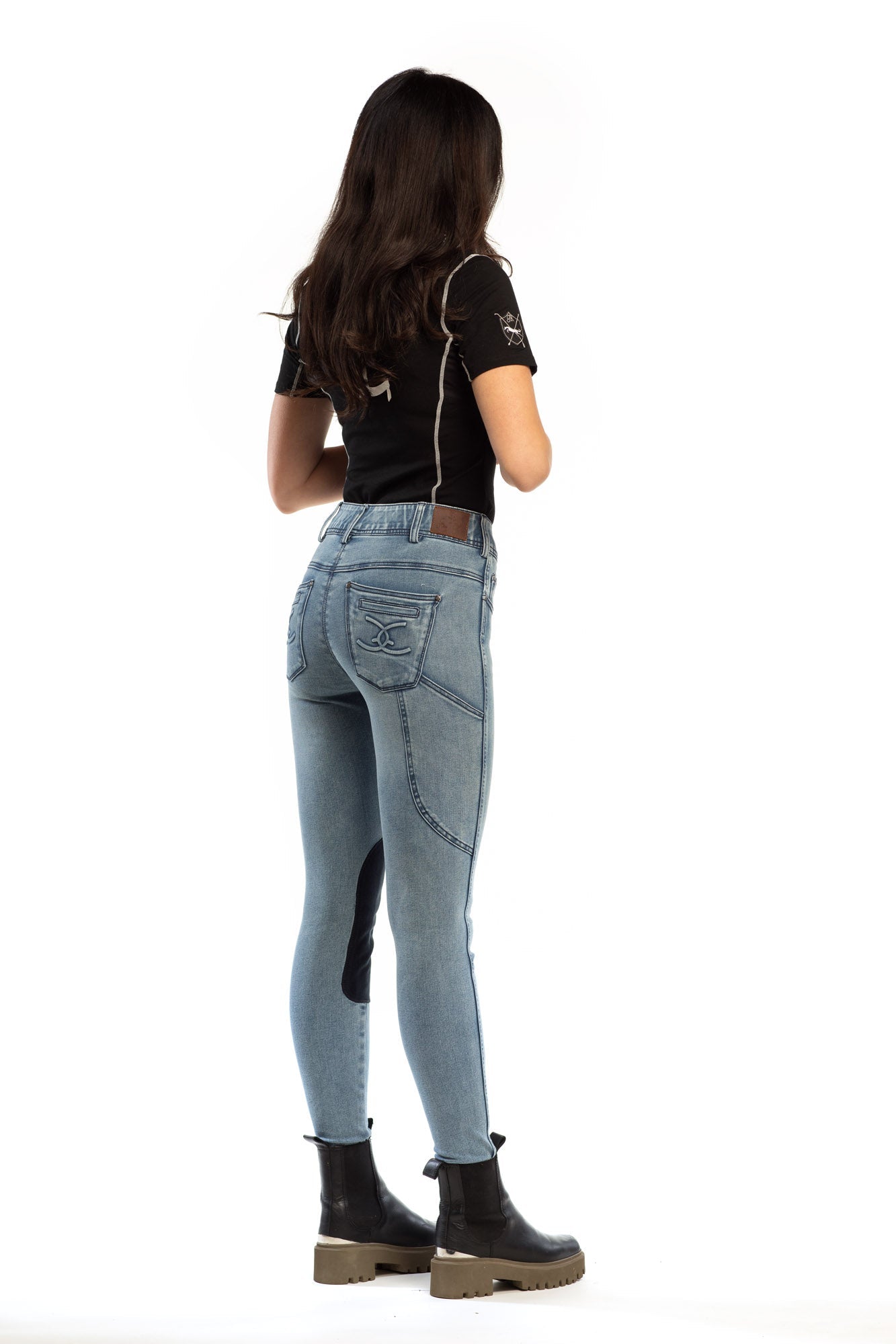 NEW Goode Rider Equestrian Jean - Knee Patch with Cell Phone Pocket - Faded Blue