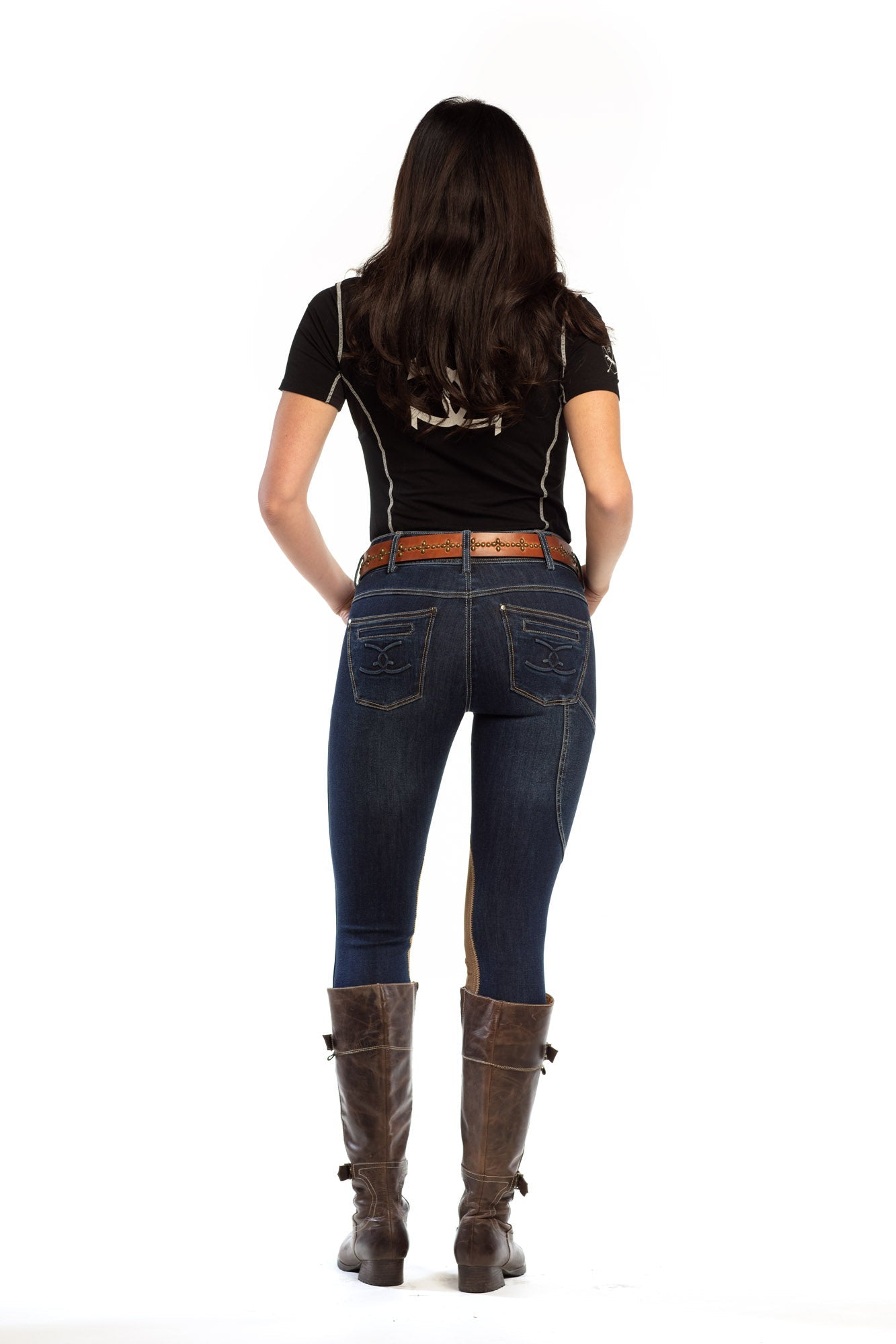 NEW Goode Rider Equestrian Jean - Knee Patch with Cell Phone Pocket - Vintage Wash