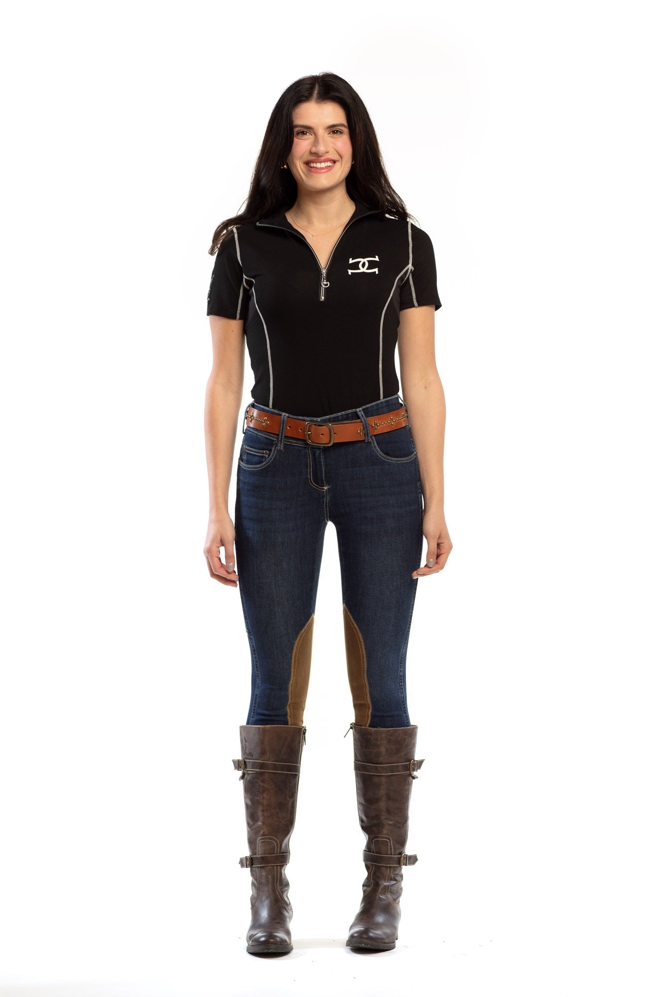 NEW Goode Rider Equestrian Jean - Knee Patch with Cell Phone Pocket - Vintage Wash