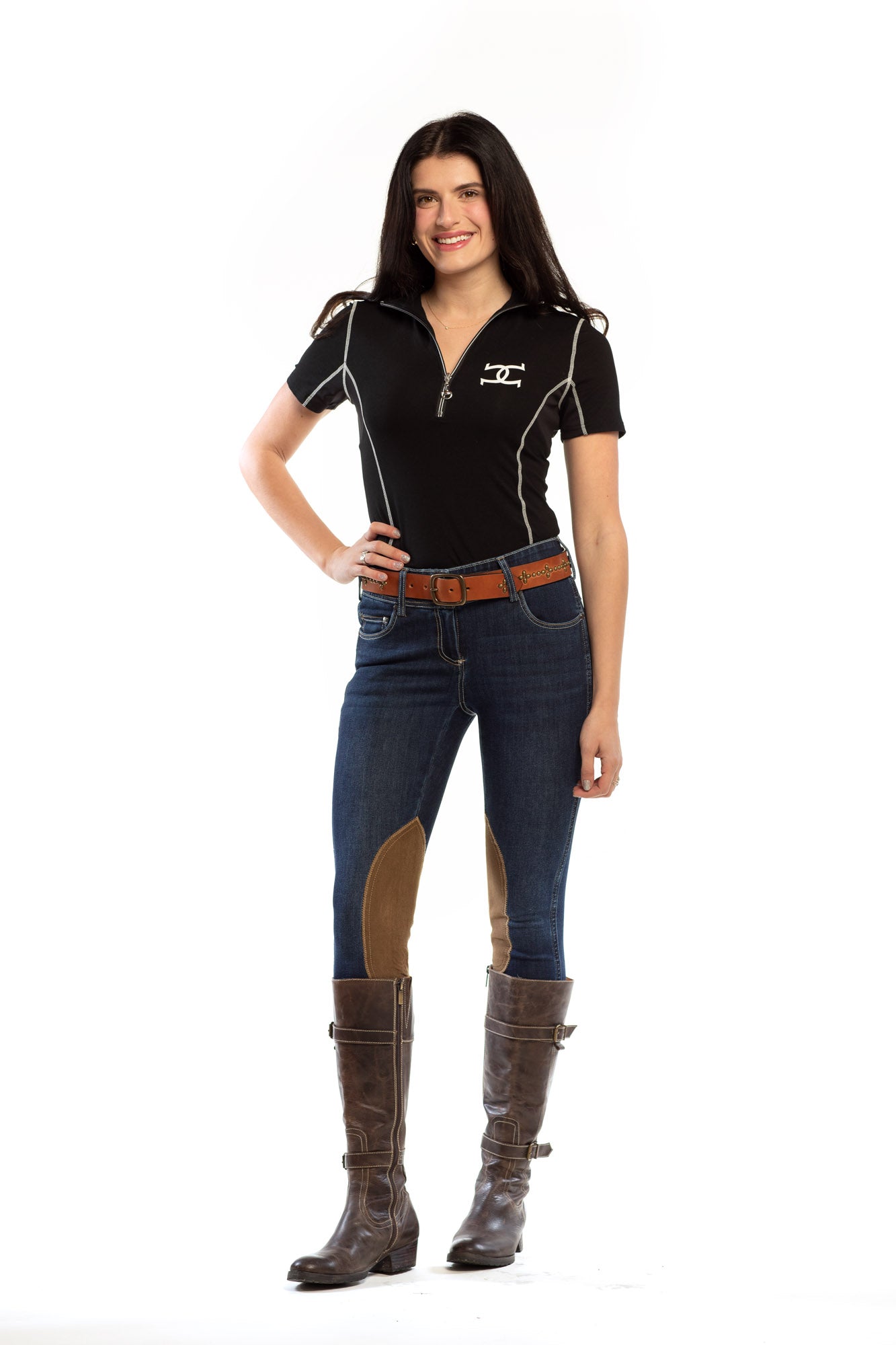 NEW Goode Rider Equestrian Jean - Knee Patch with Cell Phone Pocket - Vintage Wash