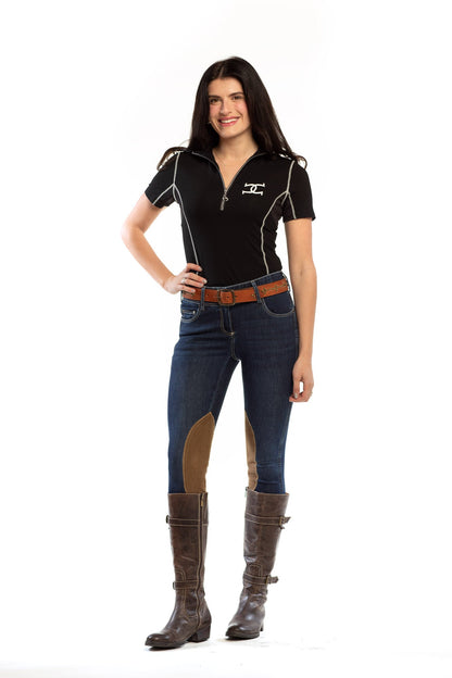 NEW Goode Rider Equestrian Jean - Knee Patch with Cell Phone Pocket - Vintage Wash
