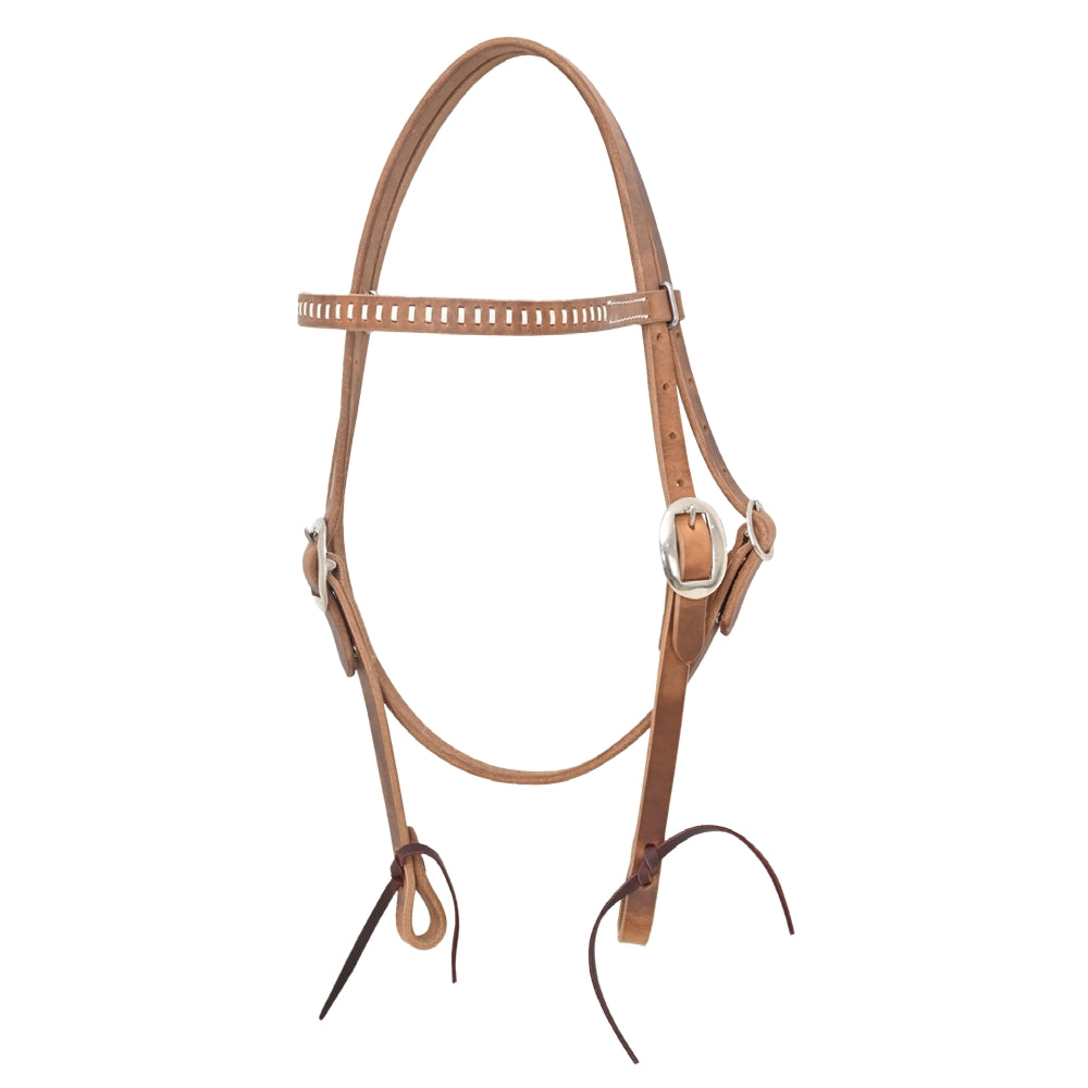 Oxbow Harness Leather Browband w/ Rawhide Lace & Stainless Steel Buckle