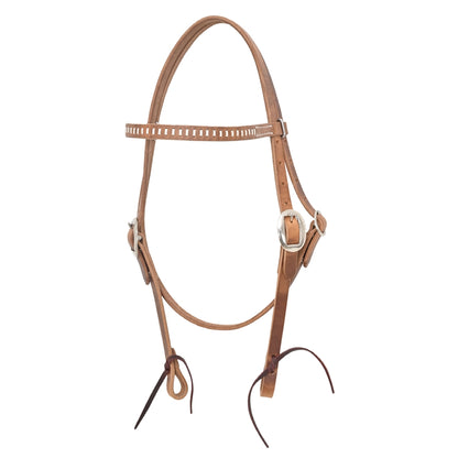 Oxbow Harness Leather Browband w/ Rawhide Lace & Stainless Steel Buckle