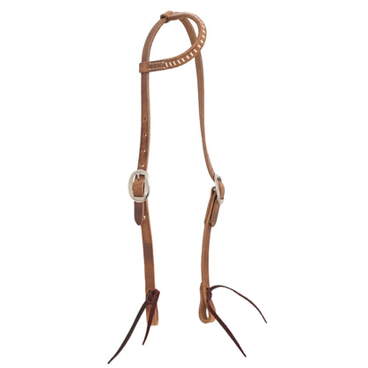 Harness Leather Slip-Ear w/ Rawhide Lace & Stainless Steel Buckle