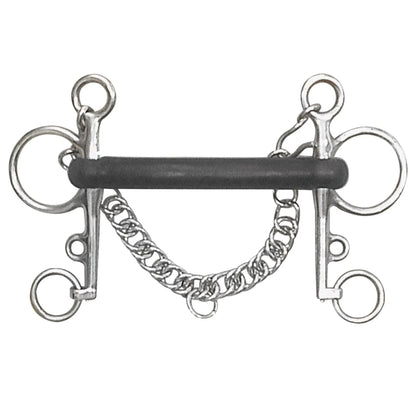 Centaur® Stainless Steel Hard Rubber Mullen Mouth Pelham Bit