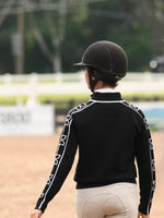Polished Bit Quarter Zip Sweater - Black w/White