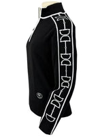 Polished Bit Quarter Zip Sweater - Black w/White