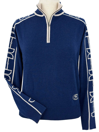 Essex Classics Polished Bit Quarter Zip Sweater - Navy