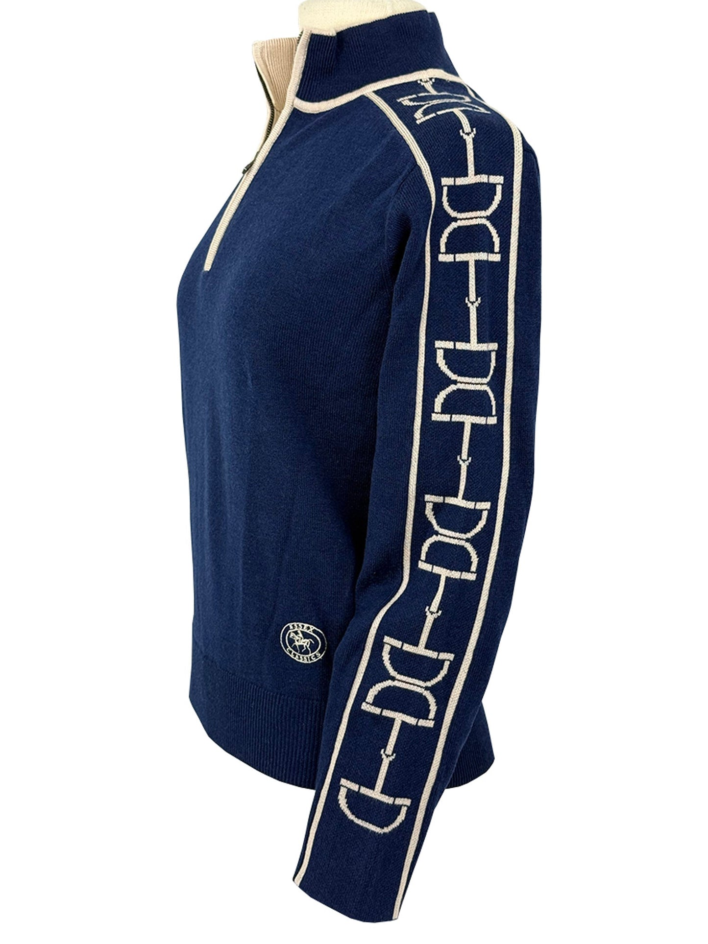 Essex Classics Polished Bit Quarter Zip Sweater - Navy